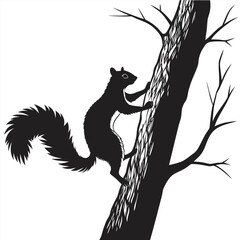 Squirrel climbing trunk