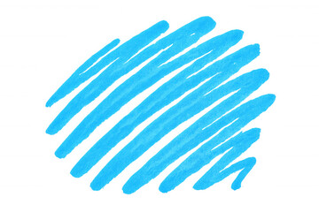 Obraz premium Cyan artistic marker creating textured circular scribble, isolated on transparent backdrop, perfect for graphic design