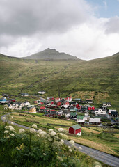 village in the mountains of Faroe Islands