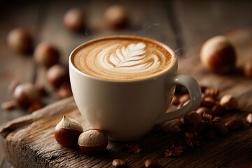 steaming cup of hazelnut latte 