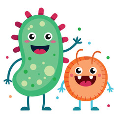 Obraz premium A fun vector illustration set of cartoon monsters with funny smiles and cute animal characters