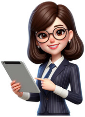 Office lady holding a tablet and smiling