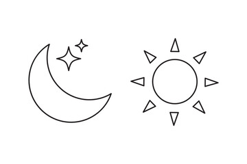 Sun and moon icons set.