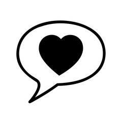 Black heart in speech bubble conveys a message of love and caring