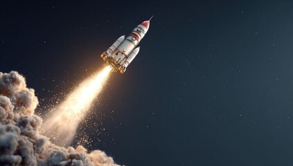 Obraz premium Rocket launch into space