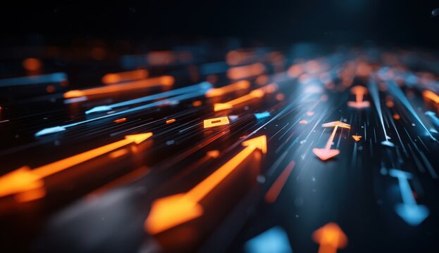Abstract digital arrows in motion