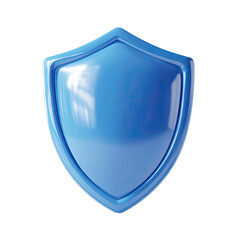 A glossy, light-blue shield, perfectly symmetrical and three-dimensional, rests on a black background