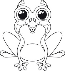 Frog reptile character black-and-white vector illustration