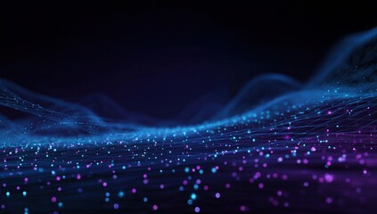 Abstract digital landscape with glowing particles