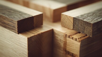 Wooden joints fitting perfectly together in craftsmanship detail