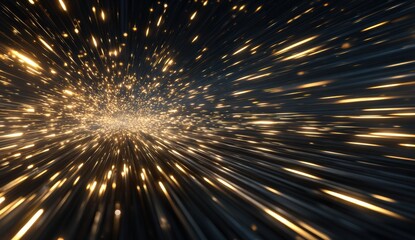 Golden streaks, dark space, motion blur