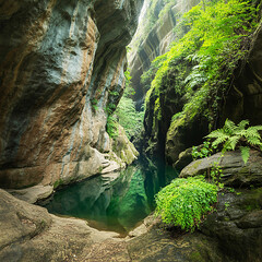 Obraz premium Explore the Serene Beauty of a Canyon A Journey into Nature's Hidden Wonders