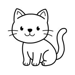 Outline cute illustration of cat