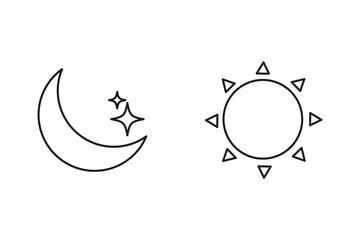 Sun and moon icon vector day and night icon set