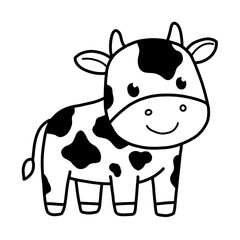 Outline cute illustration of cow