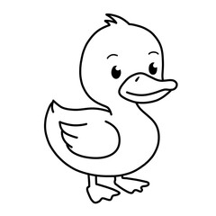 Outline cute illustration of duck