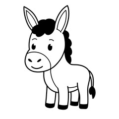 Outline cute illustration of donkey