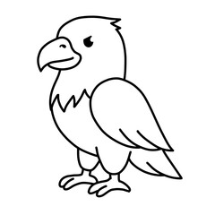 Outline cute illustration of hawk