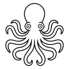 Obraz premium Black Outline Octopus Illustration on White Background