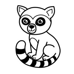 Outline cute illustration of lemur