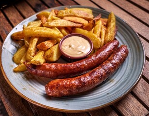 traditional south african street food russian sausage and chips
