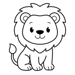 Outline cute illustration of lion