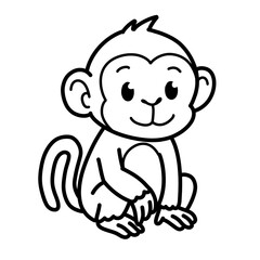 Outline cute illustration of monkey