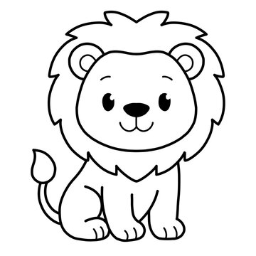 Outline cute illustration of lion