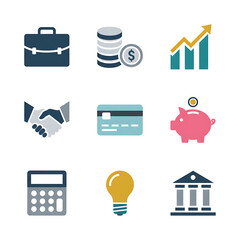 Business and Finance Icon Set Vector