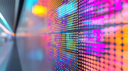 Holographic public information display projected text, shimmering light, subtle blur, clear display