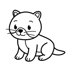 Outline cute illustration of otter