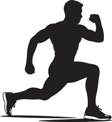 Fitness silhouette of muscular man performing lunge exercise dynamic movement and strength training