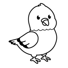 Outline cute illustration of pigeon