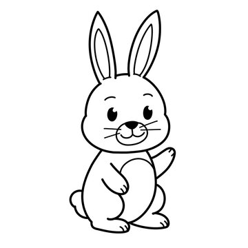 Outline cute illustration of rabbit