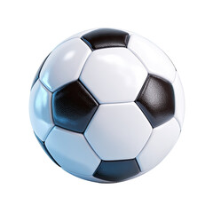 A soccer ball, white and black panels,?3D render