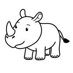 Outline cute illustration of rhino