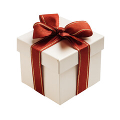 gift box adorned with a bright red ribbon, isolated on transparent background