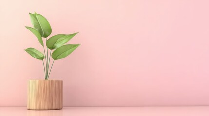 Potted plant with pink backdrop, perfect for home styling or gardening blogs