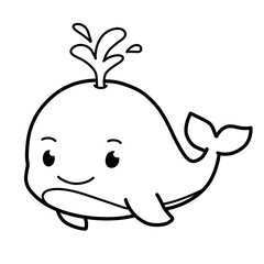 Outline cute illustration of whale