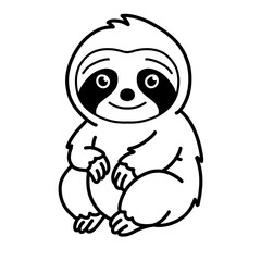 Outline cute illustration of sloth