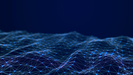 Technological design of network connection. Abstract background with intertwined dots and lines. 3D rendering.