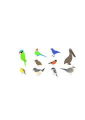 Set of birds. Vector cartoon illustration in childish style.ai