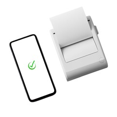 Smartphone and Thermal Label Printer Flat Lay for E-commerce Shipping