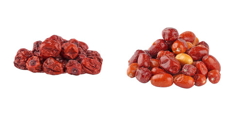 Duo of dried jujube and dried igde, arranged in rustic presentation including natural colors.