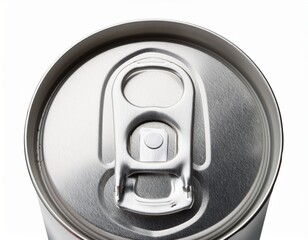 white metal can with pull tab on a transparent backdrop