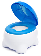 Turystyczny, przenośny nocnik dla dziecka na białym tle