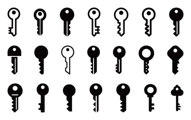 Set of a Key Vector Icons, A Collection of Different Key Symbols for Security, Access, and Solutions