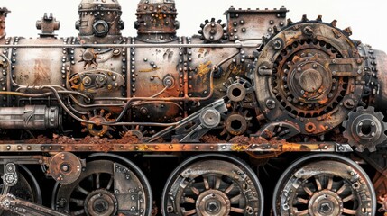 Steampunk train engine detailed design