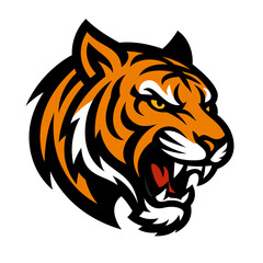 Angry tiger head mascot vector illustration.