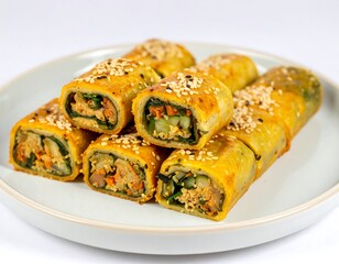 Golden rolls filled with vegetables